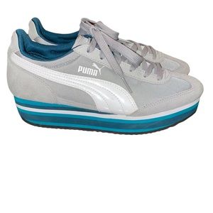 Puma Gray and Teal Athletic Shoes